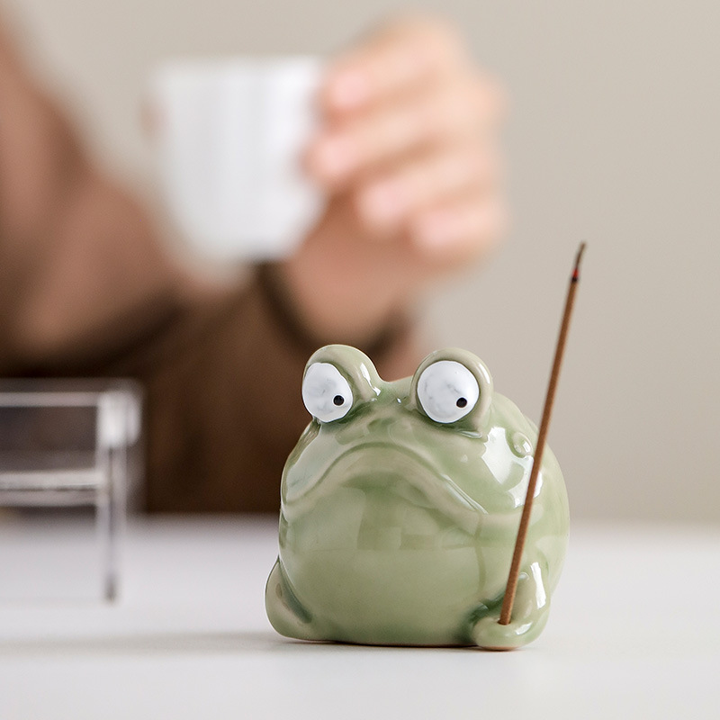 Home Fragrance Zen - Creatieve keramische kikker wierookbrander, desktop Zen