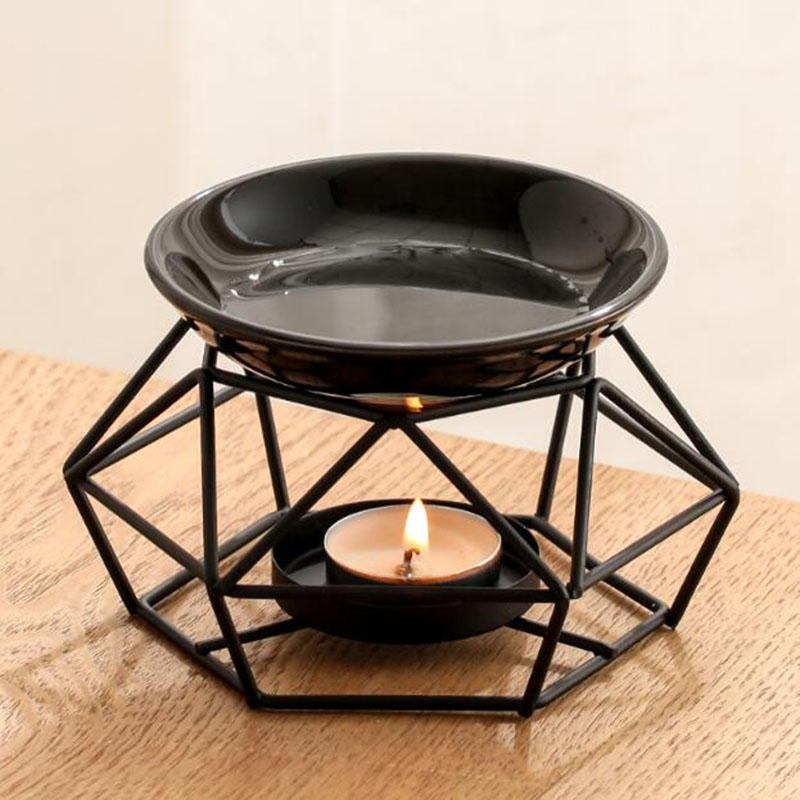 Home Fragrance Oils For Oil Burners - Keramische Kom Ijzeren Rek Zwarte Kleur